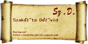 Szakáts Dávid névjegykártya