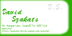 david szakats business card